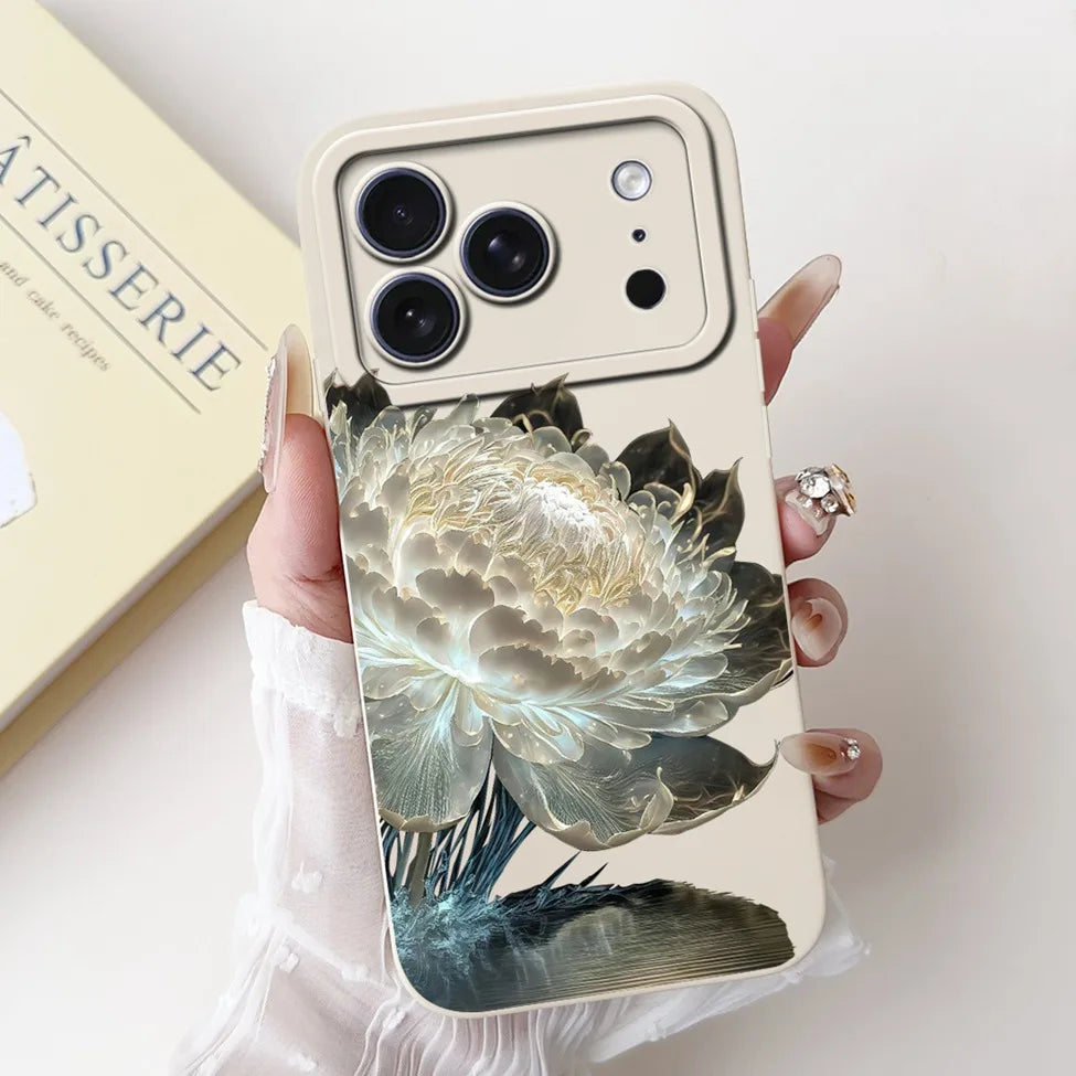 For iPhone 17 Pro Case Silicone Luxury Flowers Cute Kawaii Funny Painted Cover For iP 17 Pro Phone Case A3256 A3522 A3523 A3524