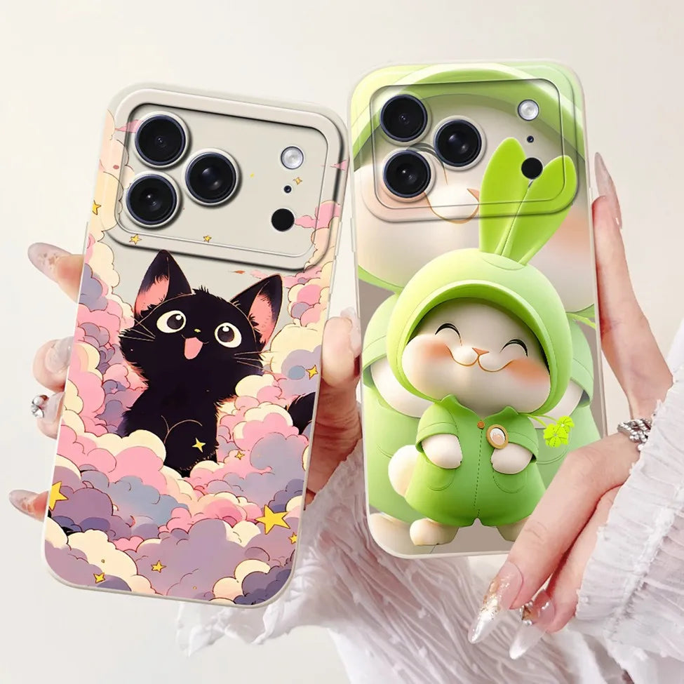 For iPhone 17 Pro Case Silicone Luxury Flowers Cute Kawaii Funny Painted Cover For iP 17 Pro Phone Case A3256 A3522 A3523 A3524
