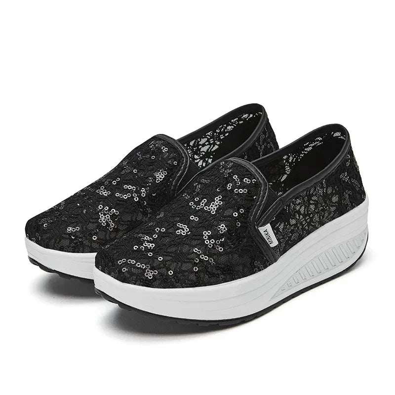 Lace Flats Platform Women Sport Shoes Mesh Breathable Sneakers Summer New Casual Sandals Running Beach Rocking Dance Shoes