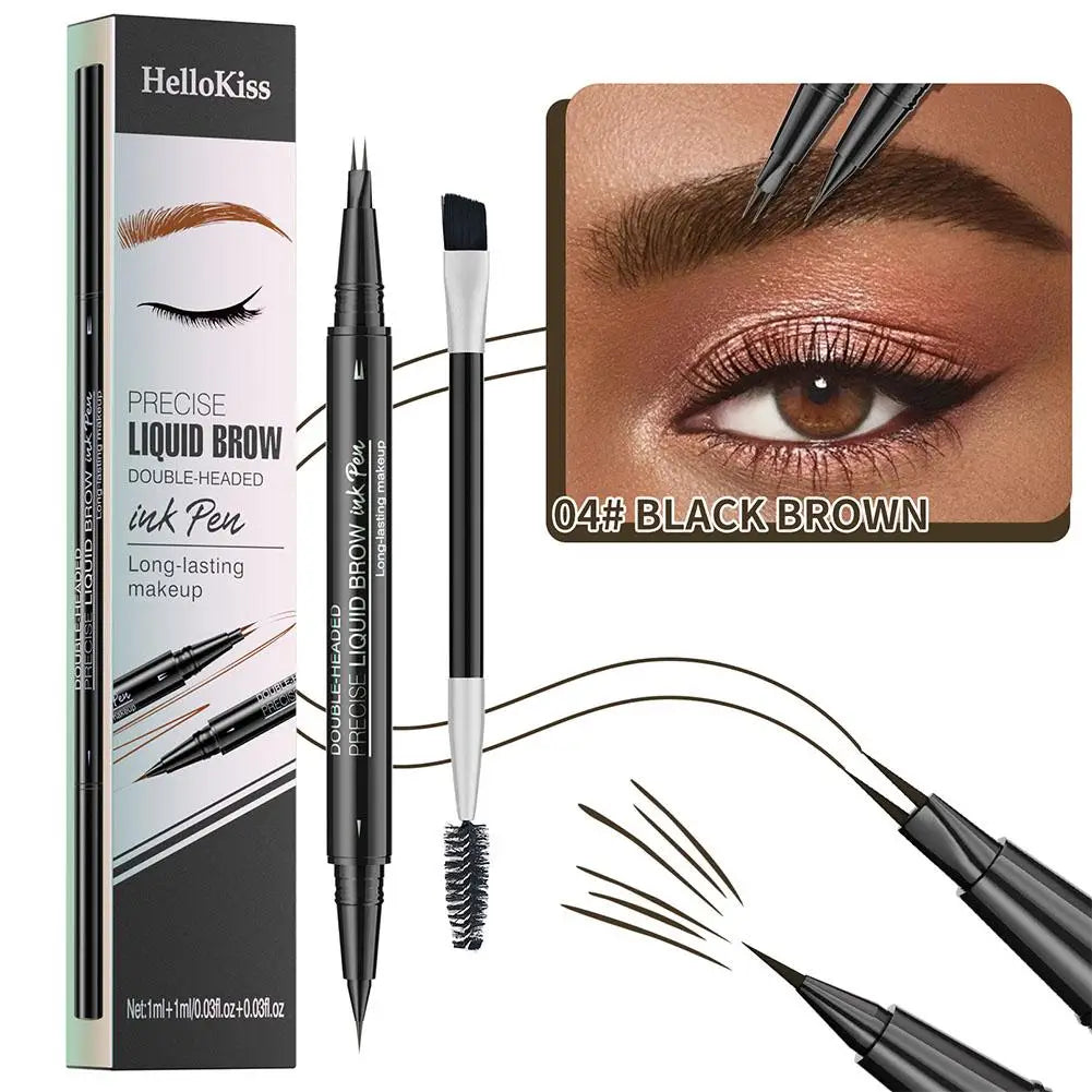 Two-pronged Eyebrow Pencil Waterproof Two-in-one Liquid Eyebrow Pencil Curved Eyebrow Pen With Fork And Precise Brush Tip Makeup