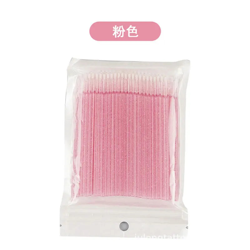 100Pcs Crystal Eyelash Cleaning Brush Lashes Extension Micro Cotton Swab Lash Removing Microbrush Beauty Makeup Tools