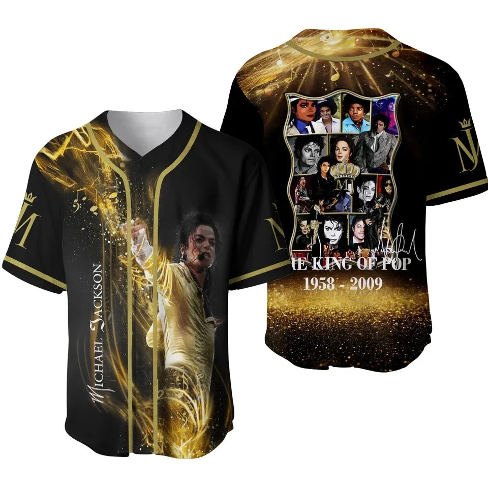 New Summer Men's MJ Michael Jackson Printed Baseball Jersey Neutral O-Neck Short Sleeve Women's Fashion Hip Hop T-shirt Fan Gift