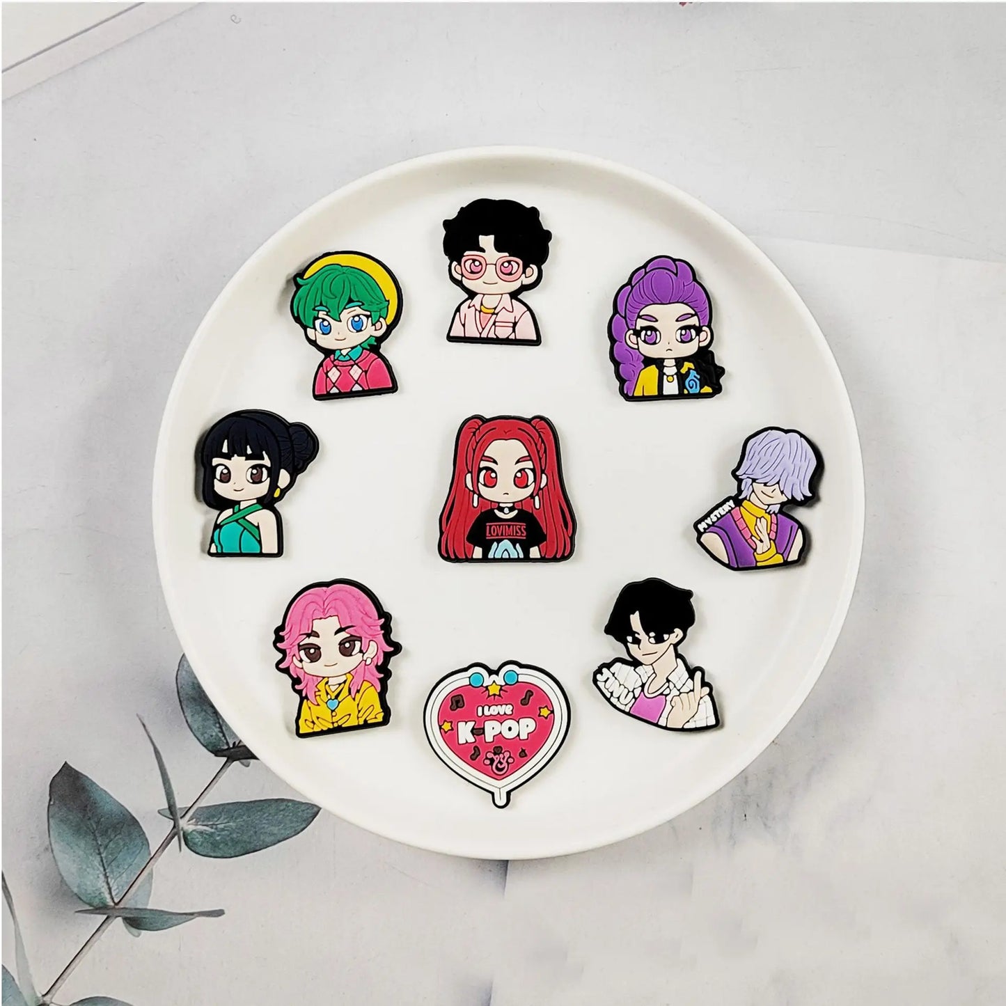 23pcs Potdemiel K-POP Shoe Charms For Bubble Slides Sandals, PVC Shoe DIY Decorations Accessories Shoes Pin Great Gift
