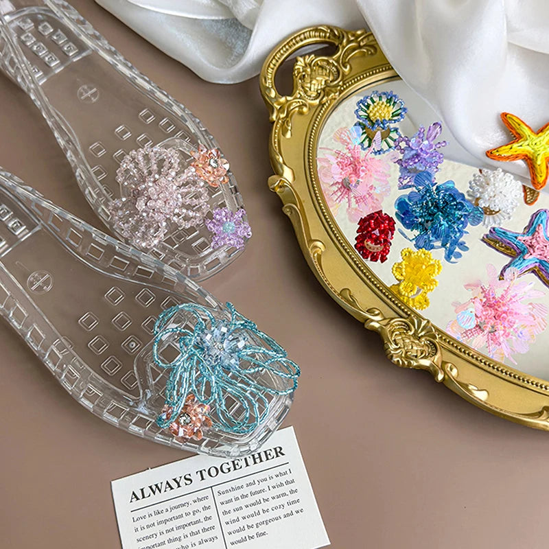 Crystal Handcrafted Beaded Jelly Shoes Shoes Buckles Sandals Accessory DIY Decorative Shoe Flower Slippers Jewelry Accessories