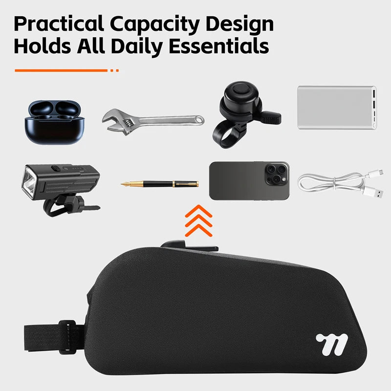 WEST BIKING Bicycle Top Tube Bag 1L TPU Hard Shell Waterproof Bike Front Frame Bag Cycling Tool Storage Bag Bike Accessories