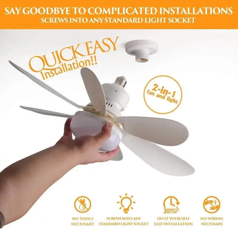 LED 30W Ceiling Fan Light E27 with Remote Control for Dimming Suitable for Living Room Study Household Use 85-265V