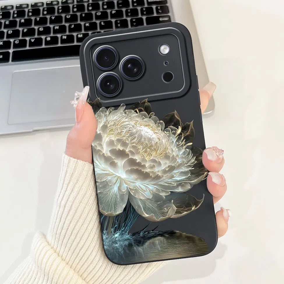 For iPhone 17 Pro Case Silicone Luxury Flowers Cute Kawaii Funny Painted Cover For iP 17 Pro Phone Case A3256 A3522 A3523 A3524