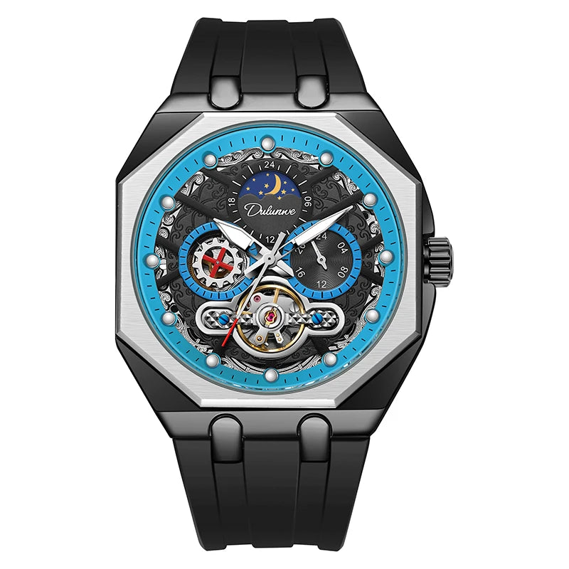 Red Second Hand Tourbillon Mechanical Watch for Men Luminous Hands Business Automatic Mens Watches Top Brand Luxury Steel Strap