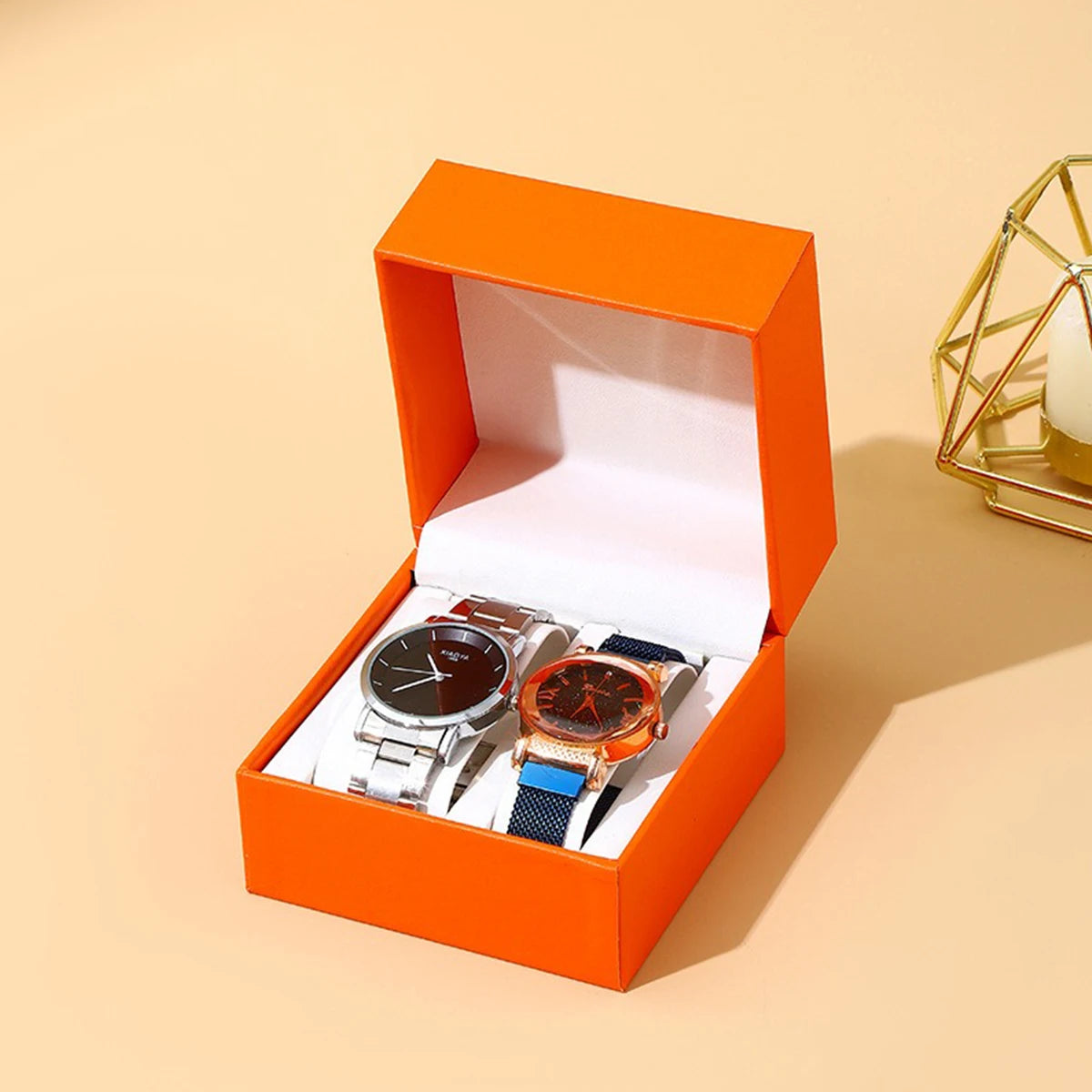 Double Watch Box with Soft Protective Lining - Exquisite Craftsmanship Multi-Color Watch Storage Case for 2 Watches