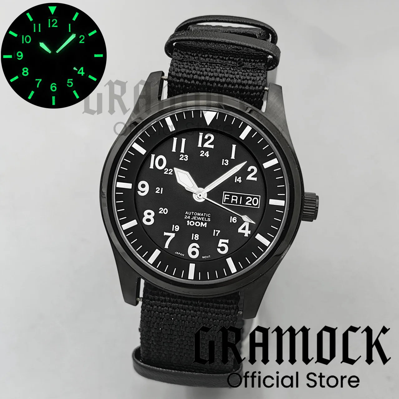 Gramock 42MM Men's Fashion NH36A Mechanical Sports Watches Black Dial Luminous Sapphire Glass Men Watch Waterproof Reloj Hombre