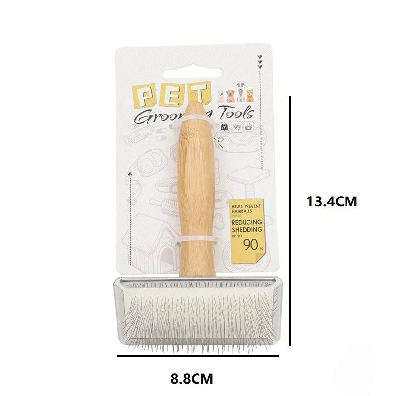 Dog Comb Solid Wood Dog Brush Pet Hair Remover Massage Cat Brush Pet Grooming Stainless Steel Combs for Cats Hair Knot Opening