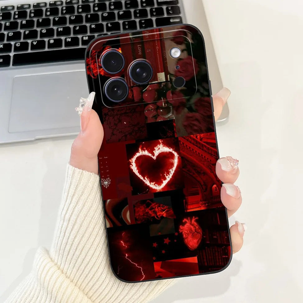For iPhone 17 Pro Case Silicone Luxury Flowers Cute Kawaii Funny Painted Cover For iP 17 Pro Phone Case A3256 A3522 A3523 A3524