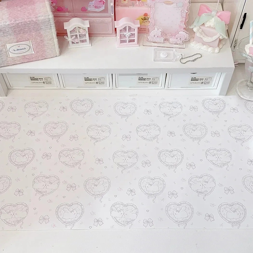Kawaii Pink Rabbit Leather Desk Pad Mouse Protector Non-Slip Large Mouse Pad Home &Office Desk Mat PU Leather Laptop Mouse Pad