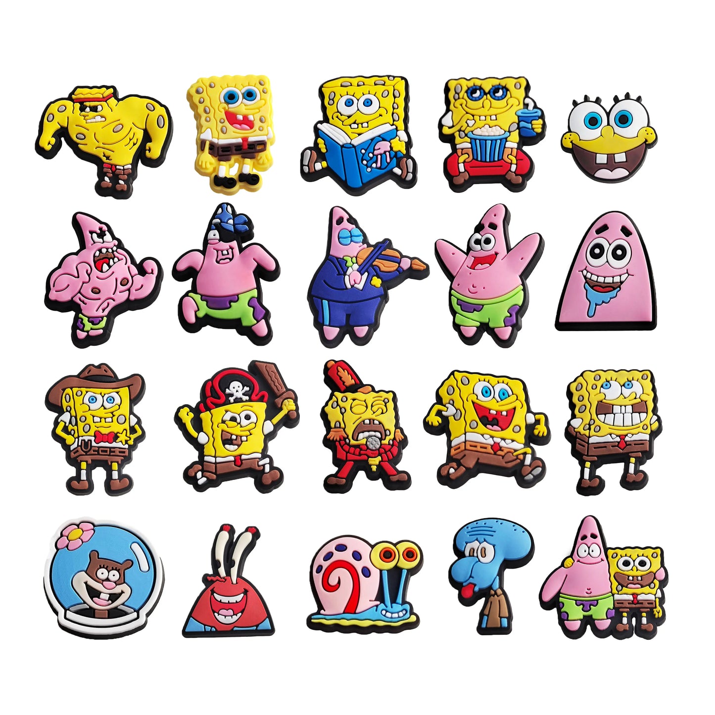 SpongeBob Cartoon Shoe Charms 1-20pcs Set SpongeBob SquarePants DIY PVC Decorations for Clog Sandals Kids Gift Shoe Accessories