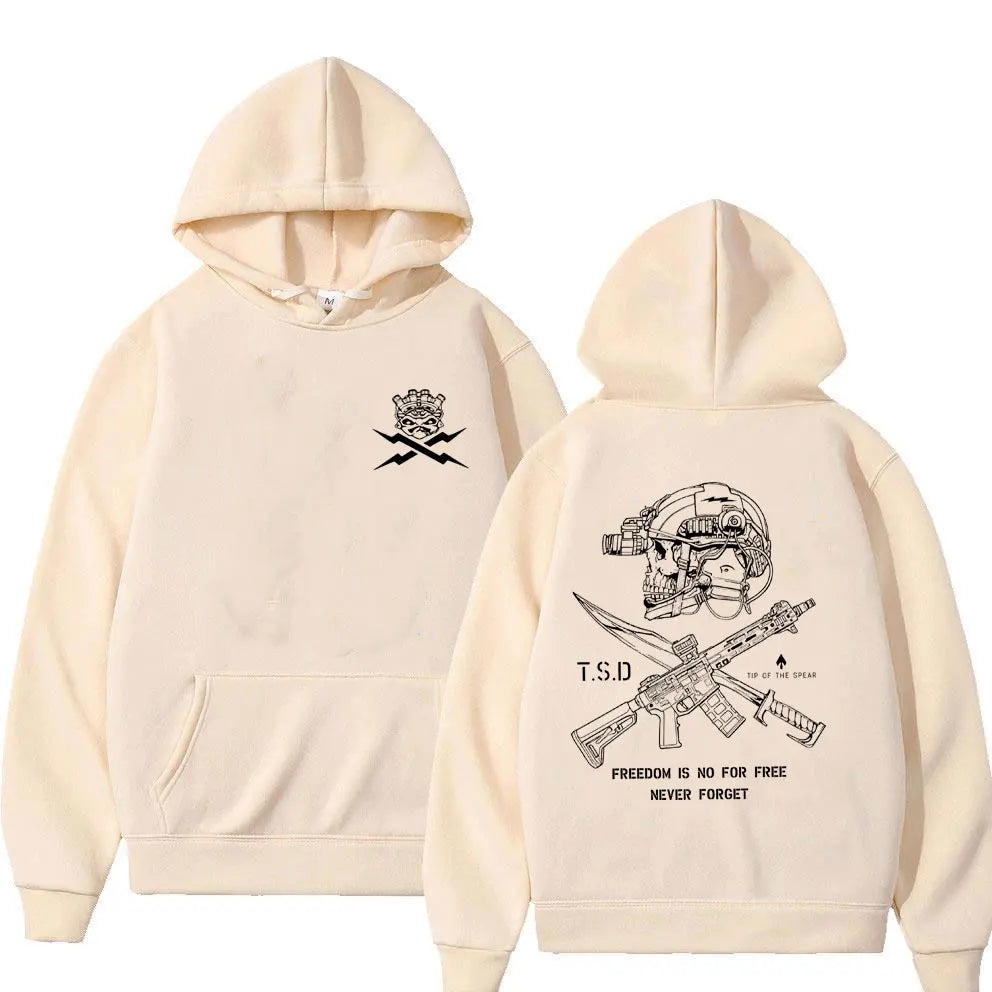 2025 Cool Sparta X-ray Tactical Skull Print Men Women Hooded Sweatshirt Autumn Winter Daily Outdoor Casual Loose Warm Sportswear