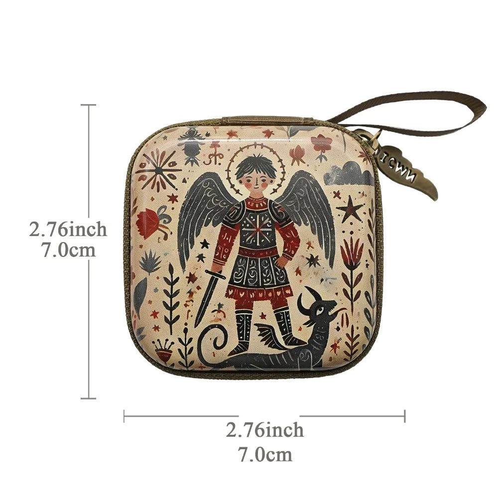 Portable Virgin Mary Prayer Rosary Storage Bag 7x7cm Zippered Religious Articles Cartoon Elegant Prayer Kit Devotees