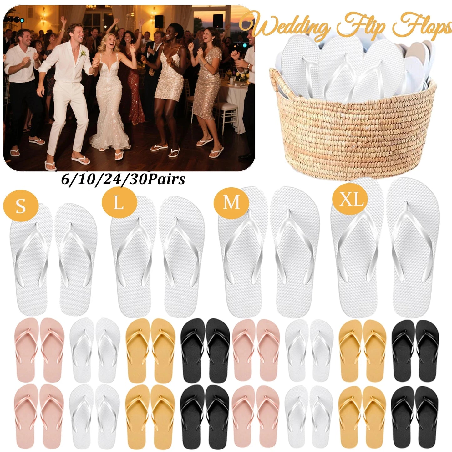 6-30Pairs Flip Flops for Wedding Guests Wedding Sandals Slippers Woman Men Wedding Favors Gifts Sign Bridesmaid Beach Hen Party