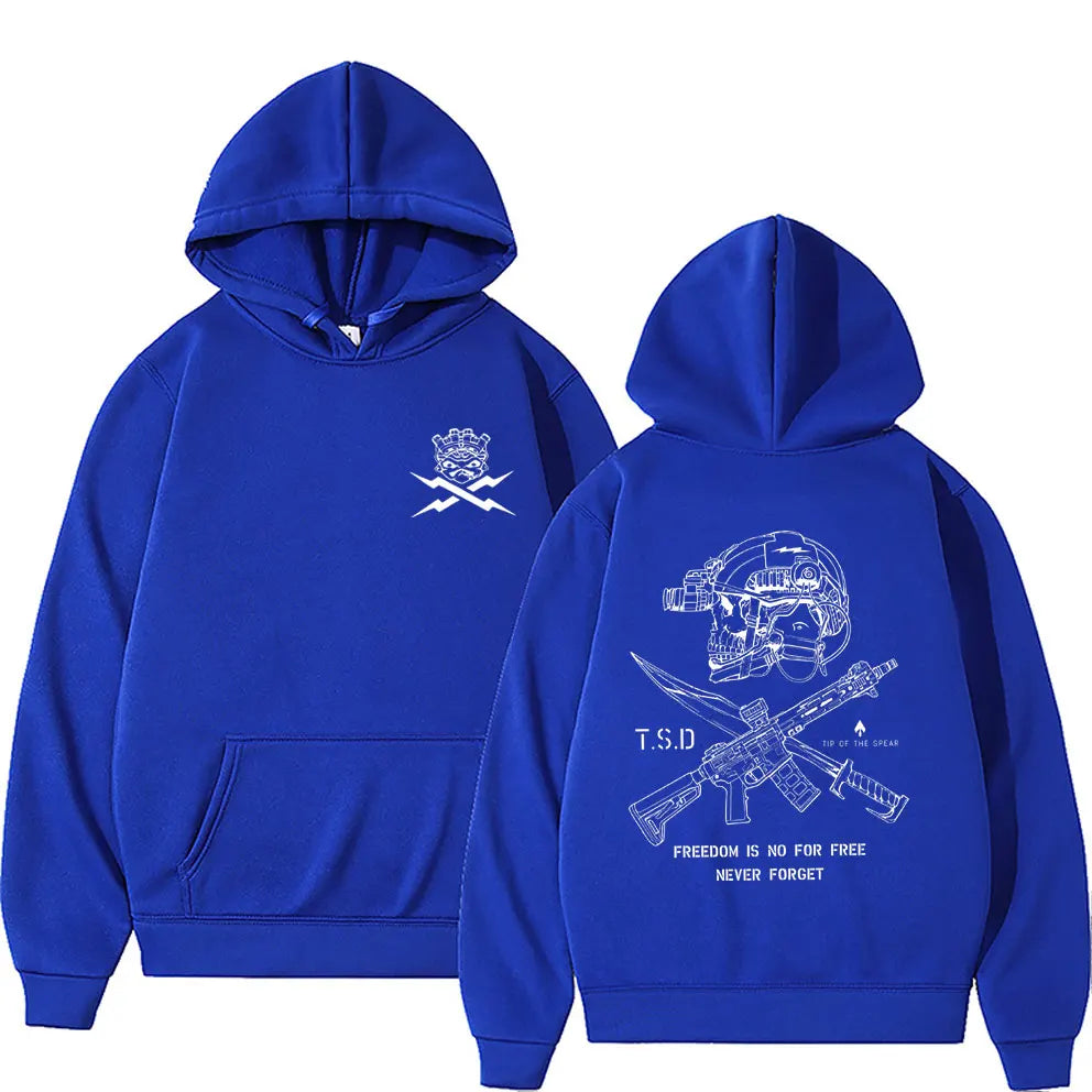 2025 Cool Sparta X-ray Tactical Skull Print Men Women Hooded Sweatshirt Autumn Winter Daily Outdoor Casual Loose Warm Sportswear