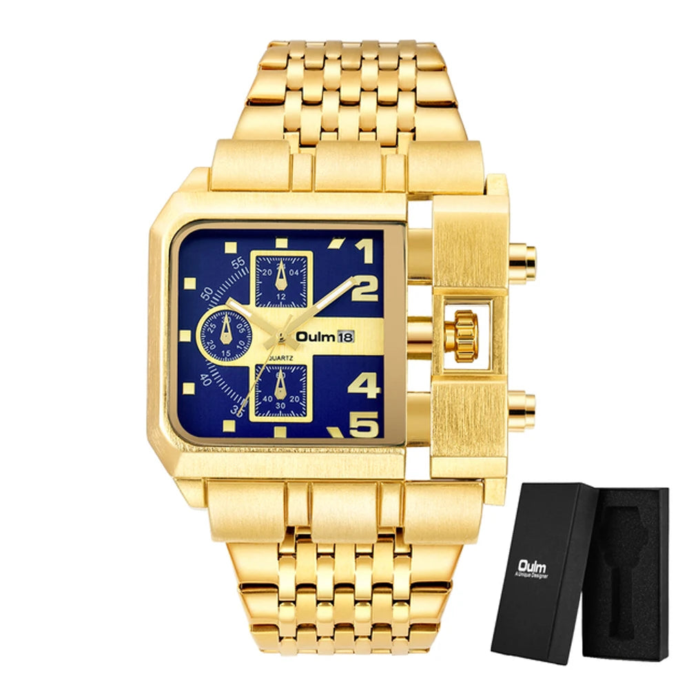 Men's Watches Mens Quartz Casual Leather Strap Wristwatch Sports Man Multi-Time Zone Military Male Watch Clock Relogios
