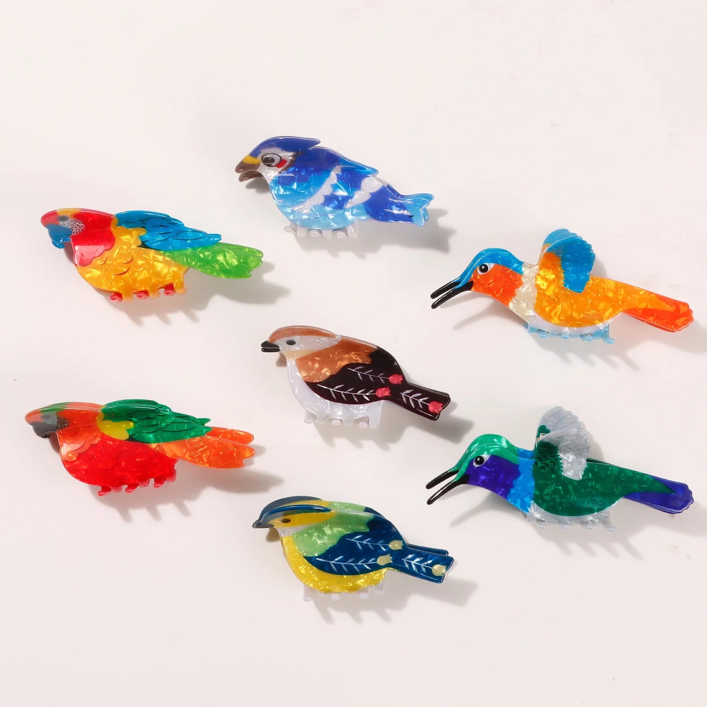 2025 NEW Cartoon Bird Series Hair Claw Colorful Hummingbird Sparrow Claw Clips Crab Hair Clips for Women Girls Hair Accessories