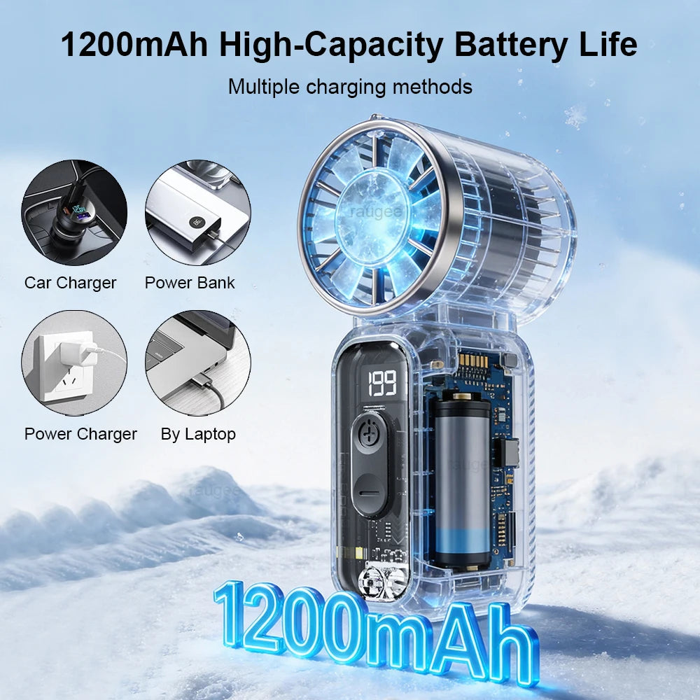Portable Fan Handheld Mini Fan USB Rechargeable Outdoor Fan With Digital Display Personal Hand Held Small Pocket Fan
