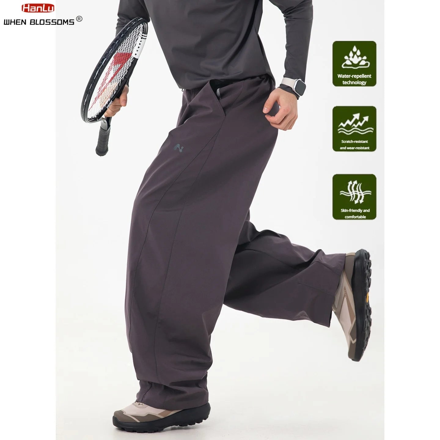 Men's Technical Cargo Pants Panel Design J-Cut Water-Resistant Outdoor Workwear Parachute Pants Loose Fit Spring
