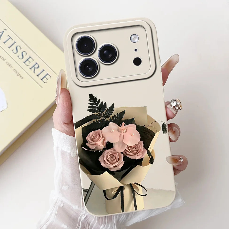 For iPhone 17 Pro Case Silicone Luxury Flowers Cute Kawaii Funny Painted Cover For iP 17 Pro Phone Case A3256 A3522 A3523 A3524