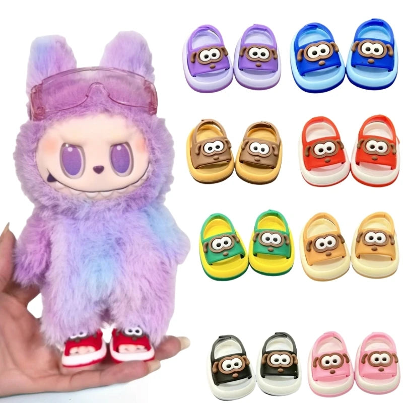 Suitable for Labubu Doll Mini Cute Dressing Sandals 17cm V1 V2 V3 Fashion Slippers DIY Clothing Accessories Toy Birthday Gift