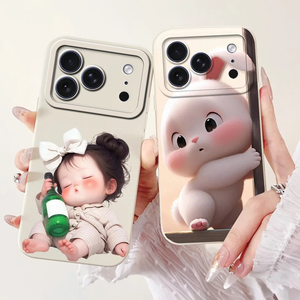 For iPhone 17 Pro Case Silicone Luxury Flowers Cute Kawaii Funny Painted Cover For iP 17 Pro Phone Case A3256 A3522 A3523 A3524