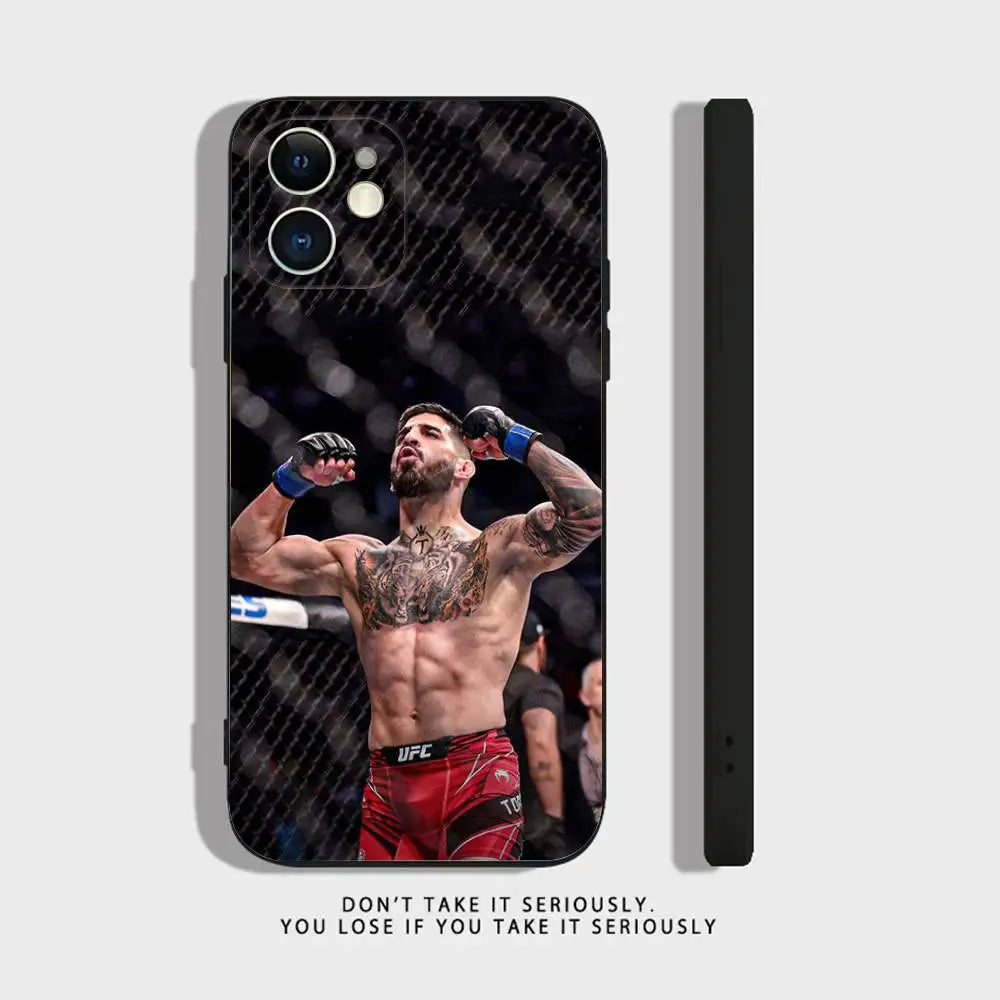 I-Ilia Fighting T-Topuria Phone Case For iPhone 16,15,14,13,12,11,Pro,X,XS,Max,XR,Plus,Mini Soft Silicone Black Shockproof TPU
