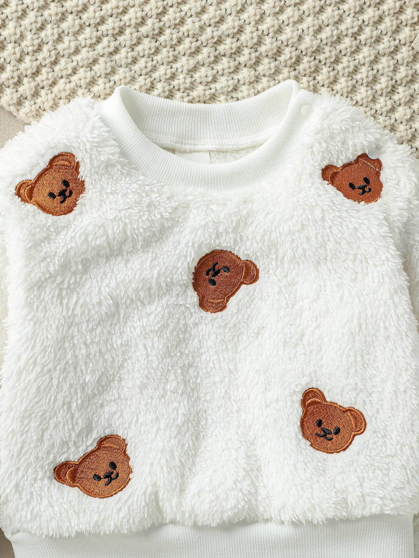 2025 Baby Boys Girls Unisex 2Pcs Autumn Winter Thicken Long Sleeve Warm Fleece Cute Bear Cartoon Casual Clothing Sets For 1-3Y