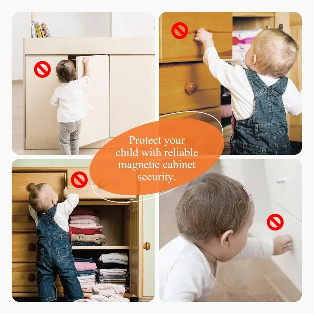 Magnetic Cabinet Lock Child Safety Locks with Screws Installation Invisible Drawer Door Lock for Baby Proofing Cabinets Cupboard
