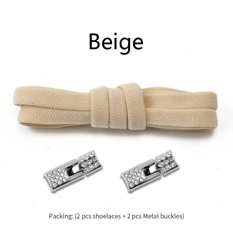 Elastic Laces Sneakers Diamond Cross Locks Shoelaces Without Ties Kids Adult 8MM Width No Tie Shoe Laces Rubber Bands Shoelace