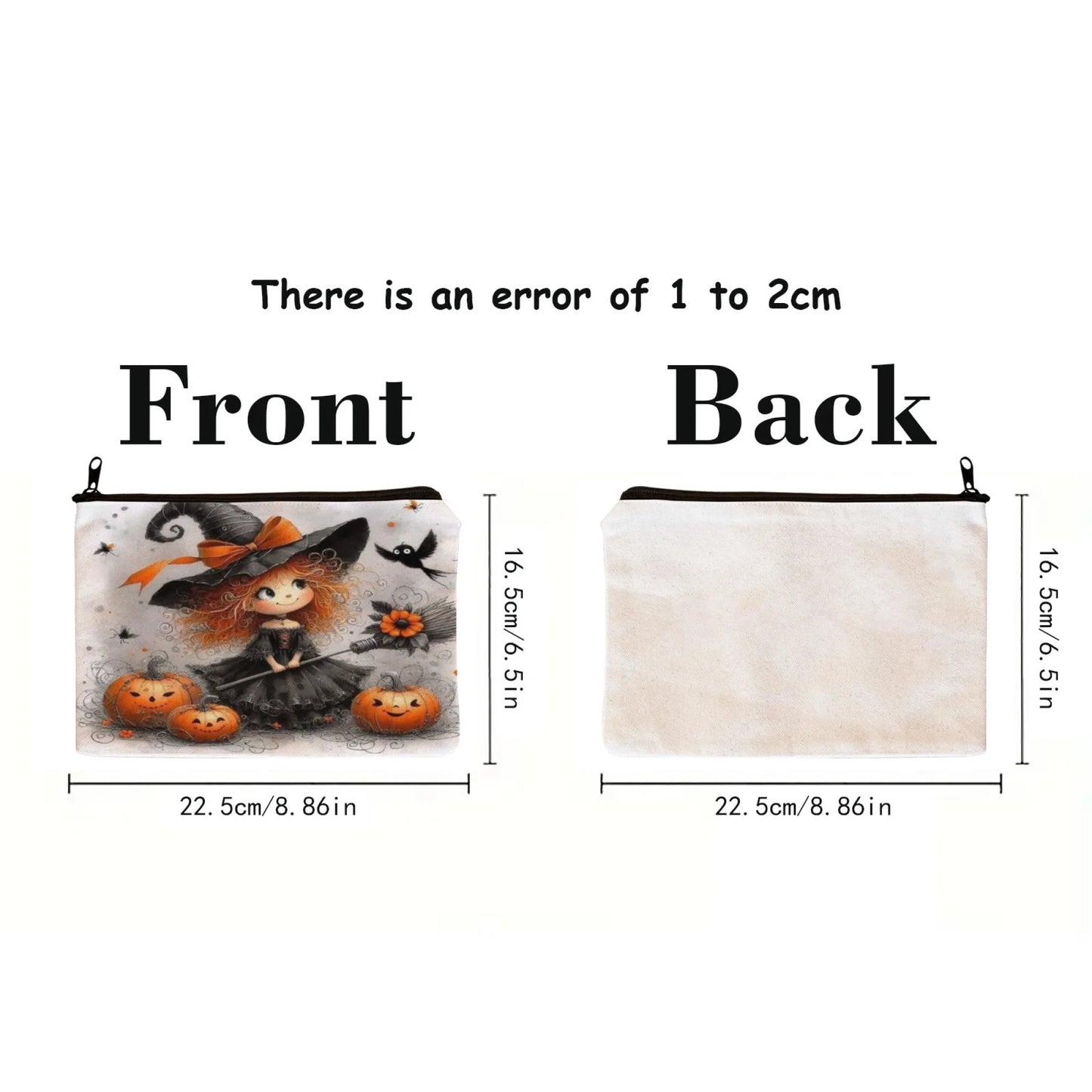 Pumpkin Girl Print makeup bag lightweight portable cosmetic case with zipper closure ideal for women Birthday Christmas Gifts
