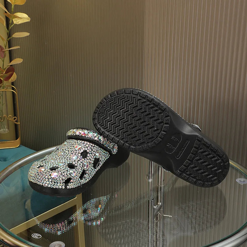 Bling Clogs Women Sandals Ladies Summer Beach Shoes EVA Lightweight Sandles Sparkling Rhinestone  Slippers Sandalias Clogs Shoe