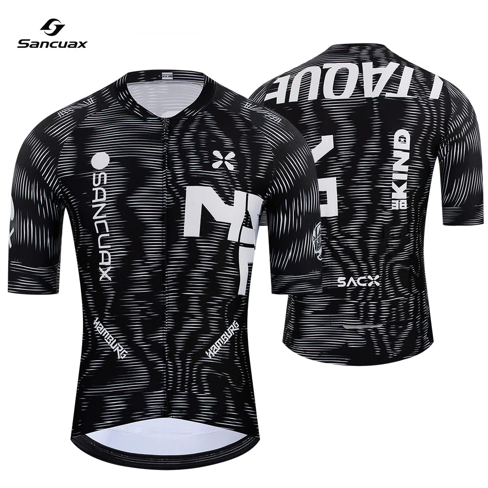 Sancuax Summer Cycling Clothing Men's Short Sleeves Cycling Jersey Set with Pockets Breathable Road Bike Maillot Ciclismo Hombre
