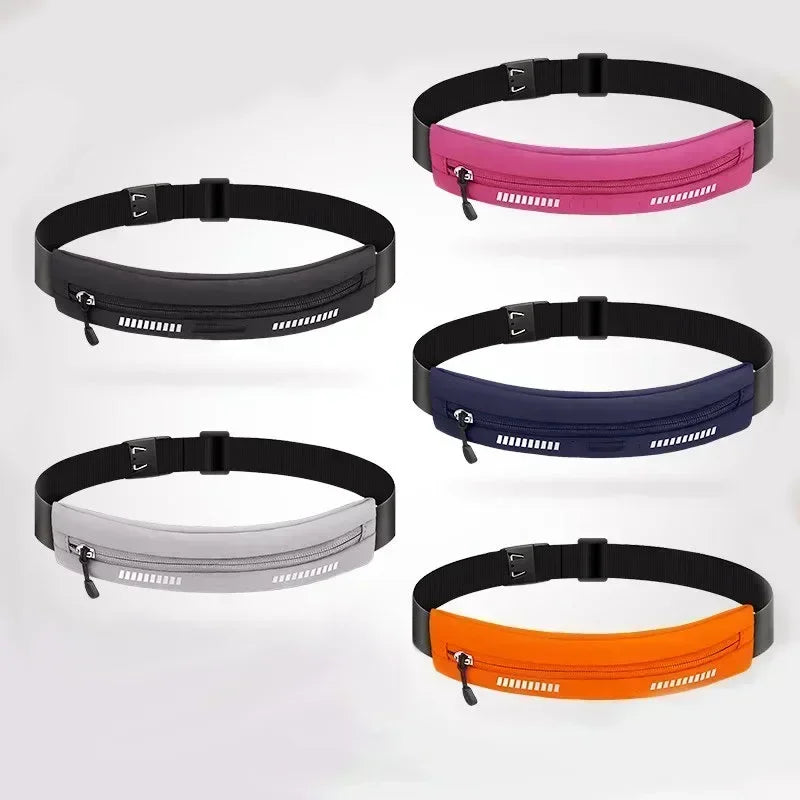 Running Belt with Large Phone Holder,Adjustable Waterproof Sports Waist Bag with Zipper Pocket,Reflective Strips Jogging Fitness