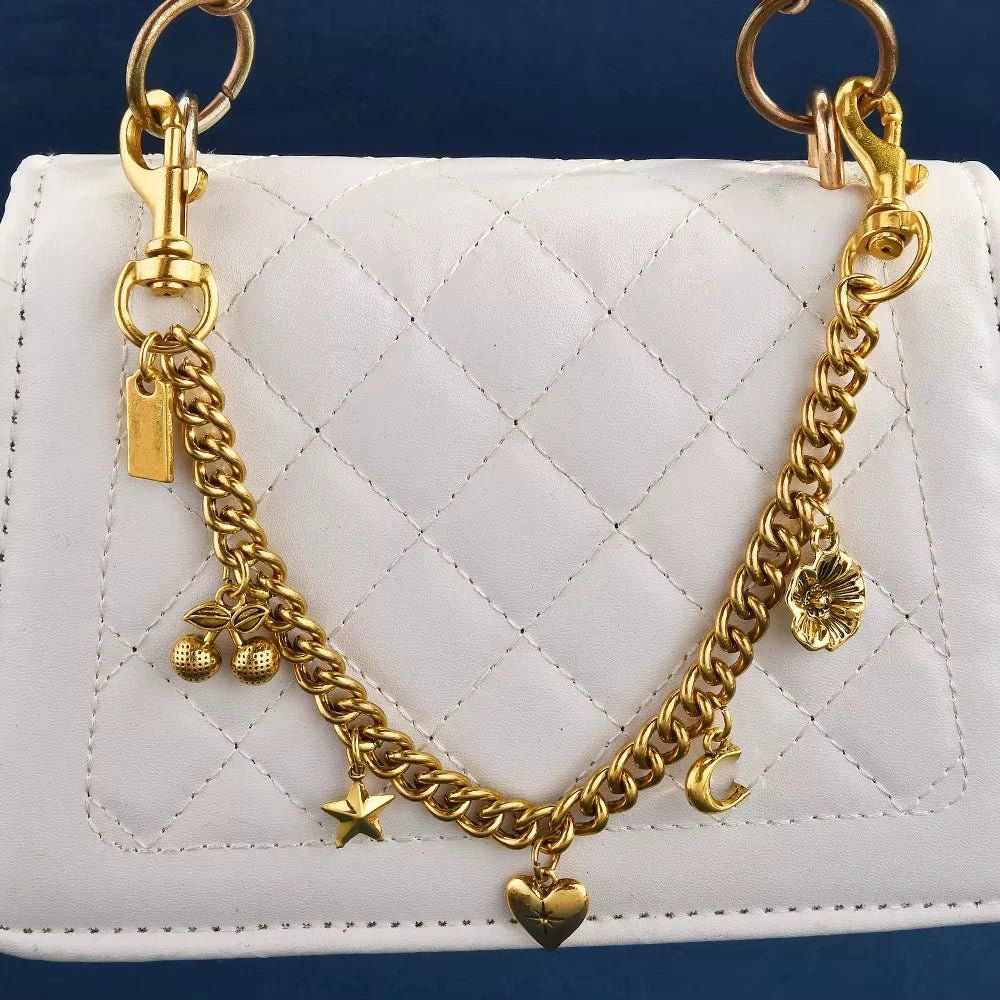 Alloy Cherry Flower Bag Pendant Versatile Design Bag Charms Hanging Chain Fashion Accessory