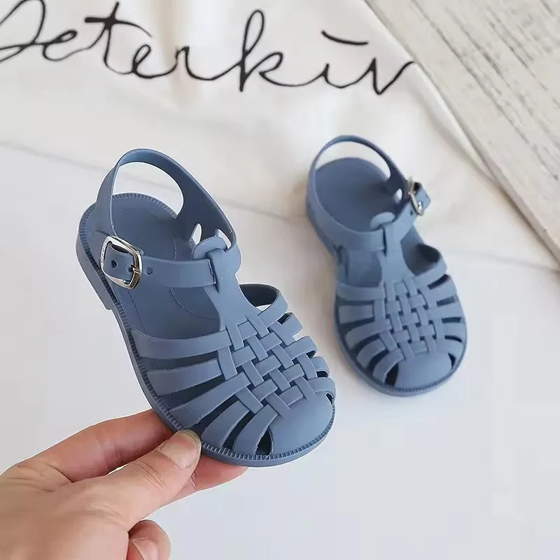 Girl Flip-flops Beach Shoes for Sea Summer Girls Gladiator Sandals Soft Non-slip Princess Jelly Shoes Flat Retro Roman