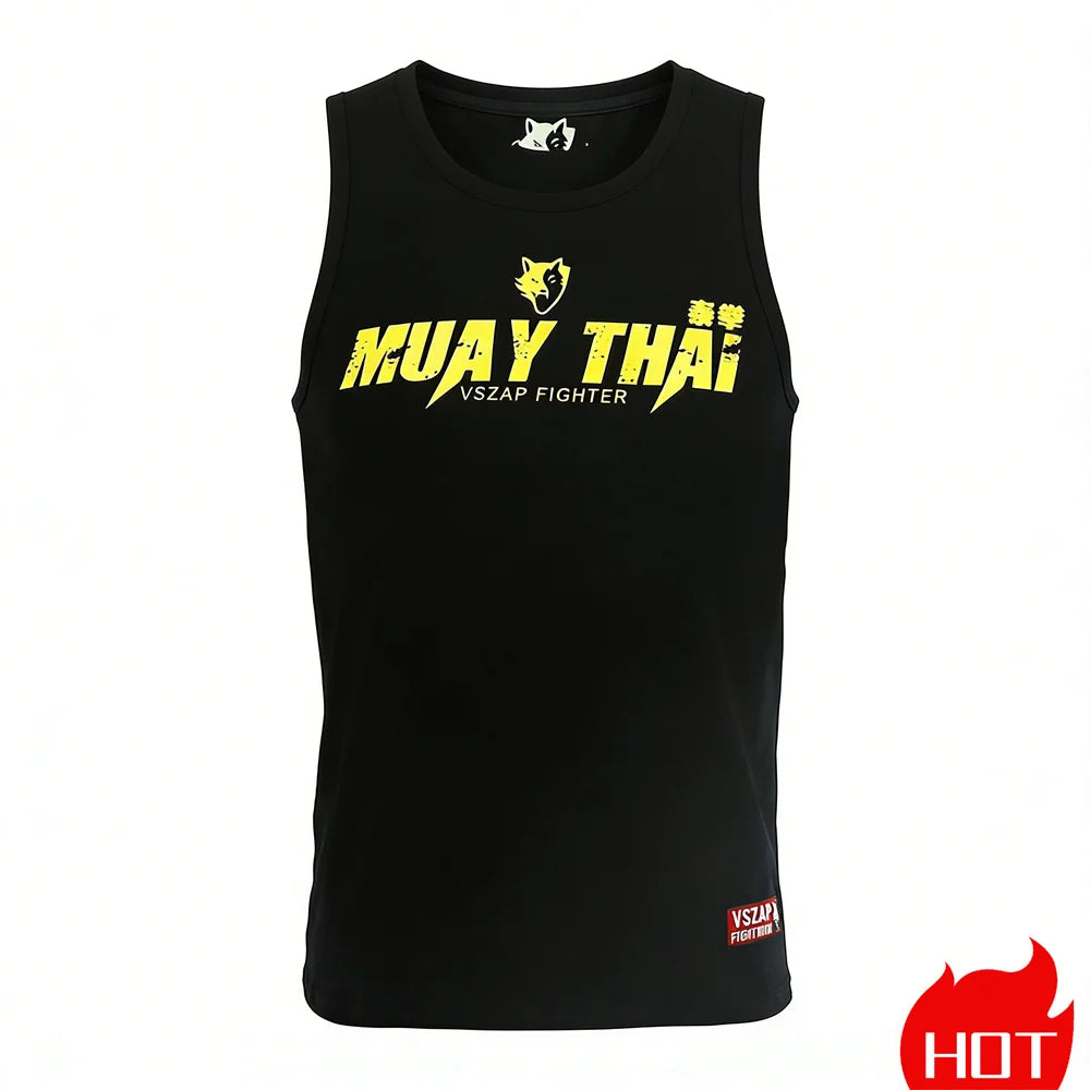 Summer men's sleeveless sports T-shirt Muay Thai training vest Quick drying wrestling vest Muay Thai men's t-shirts and tank top