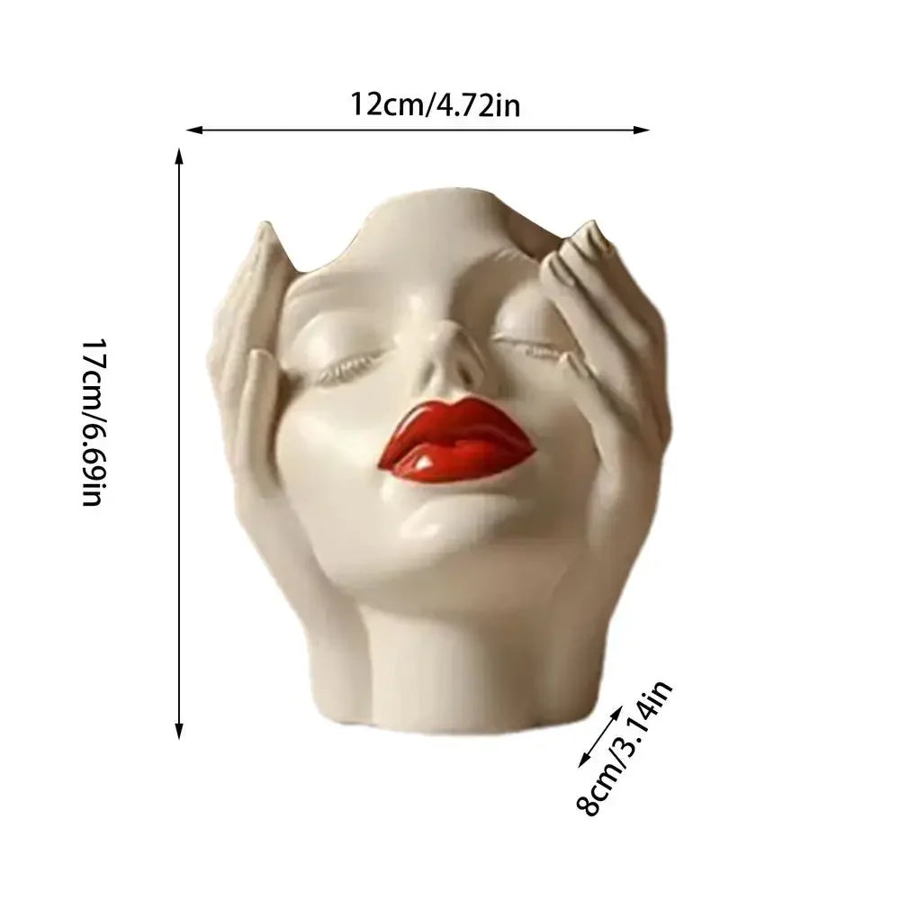 Cosmetic Brush Holder Makeup Organizer For Brushes Women's Head Design Boho Aesthetic Decorative Resin Decoration For Bathroom