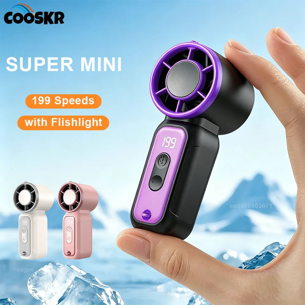 Portable Fan Mini Handheld Fan Small Pocket Hand Fan USB Rechargeable Fan Student Personal Fun for Outdoor Travel 199 Speeds