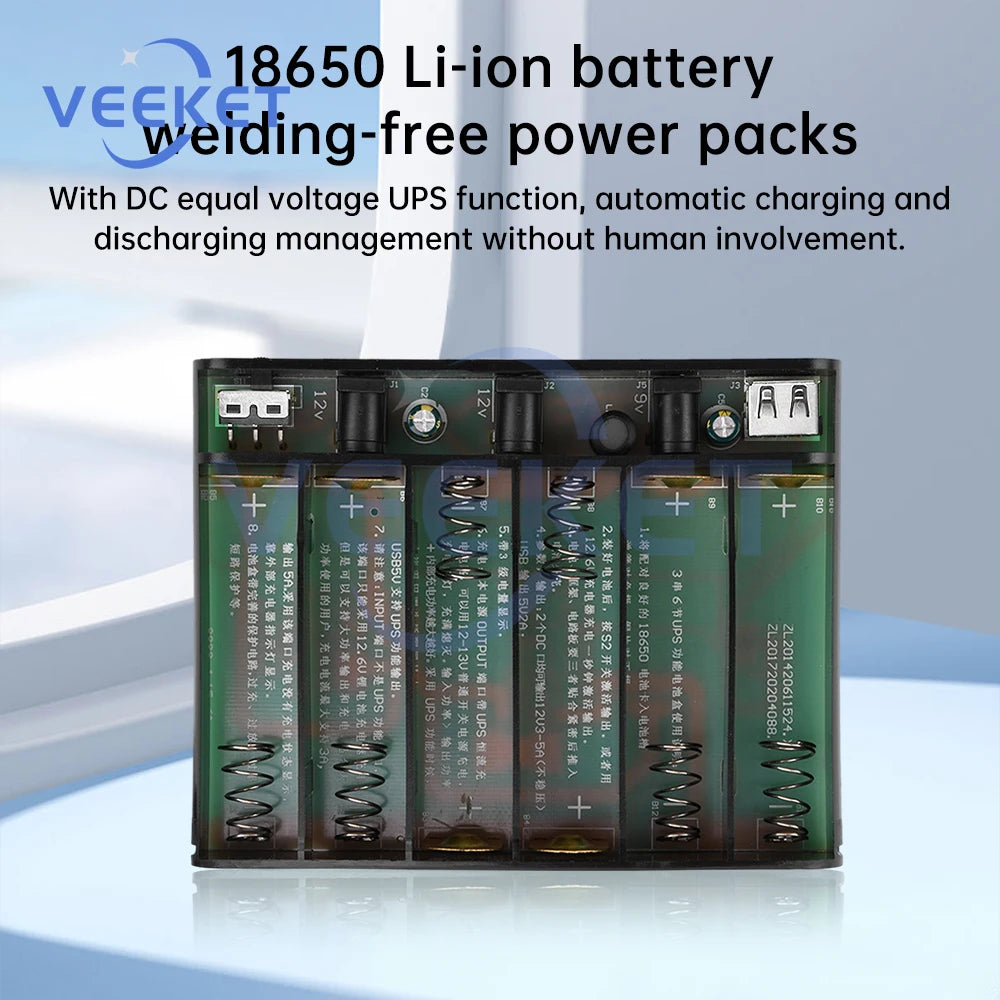 DIY Power Bank 18650 Battery Case UPS Uninterrupted Power Supply Multi Voltage Output Optical Cat Router Charger Box