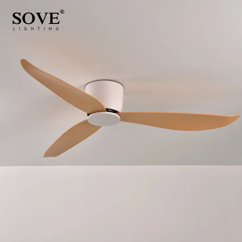 SOVE Ceiling Fan White Low Floor 17cm DC Ceiling Fan With Remote Control Simple Ceiling Fans Without Light 220V