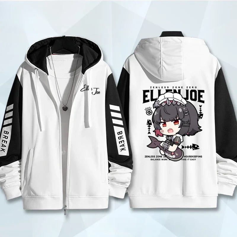 Anime Zenless Zone Zero Zip Up Women/Men Hoodie Sweatshirt ZZZ ZZZERO Ellen Joe Cosplay Zipper Hooded Jacket Outwear