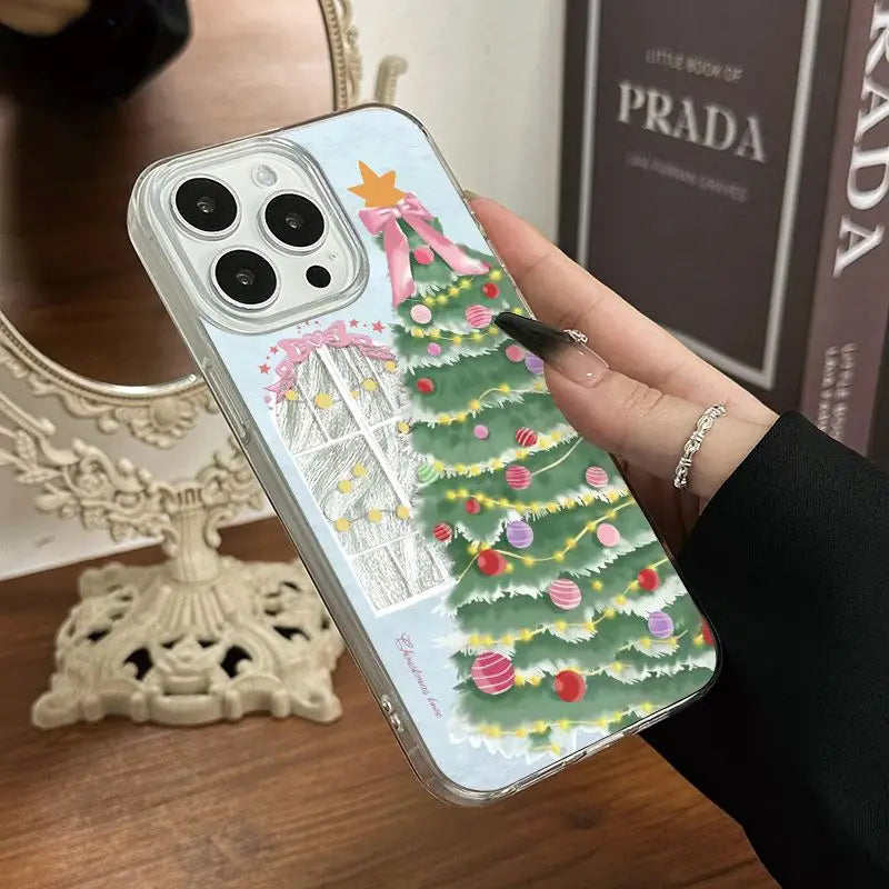 Christmas Tree Phone Case for iPhone 17 Pro 16 16e 15 14 13 12 11 Pro Max iphone Air Shockproof Bumper Cover Funda