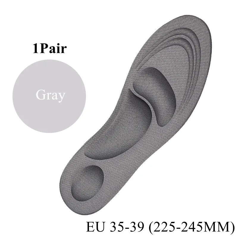 4D Memory Foam Sport Insoles Plantar Fasciitis Arch Support Shoe Inserts Sneakers Cushioning Anti-slip Template Insole Men Women