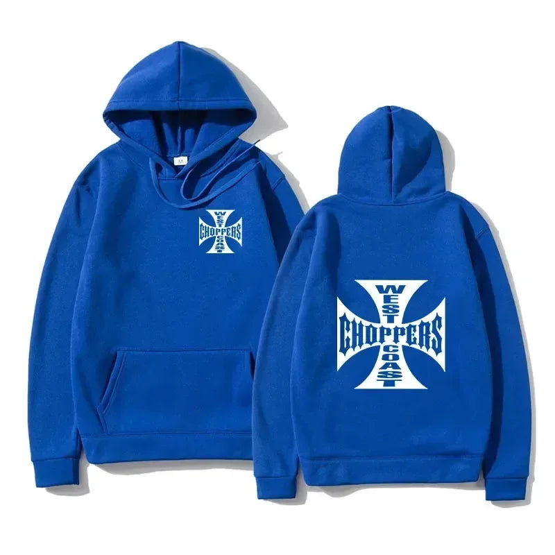 West Coast Iron Cross Choppers Printed Men's Hooded Fashion Cool Sweatshirt Unisex Fashion Fleece Oversized Hoodie Streetwear
