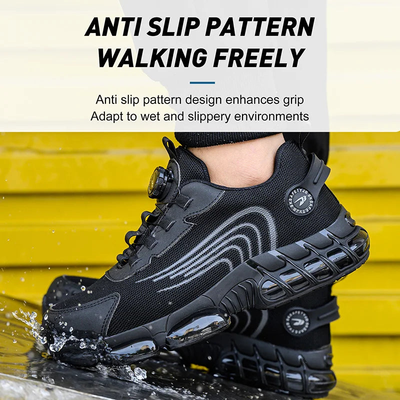 Unisex Rotating Button Safety Shoes Men For Work Sneakers Shoes Puncture-Proof Protective Women Shoes Steel Toe Work Boots