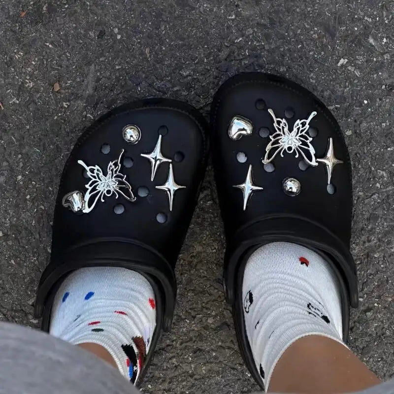 Luxury Y2K Metal Butterfly Designer Shoe Charms Set Summer 2026 Gothic Spider Clogs Sandals Accessories DIY Shoes Decorations